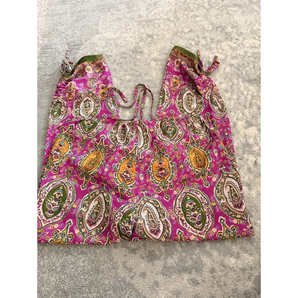 Ralph Lauren Magenta Paisley Silky Crepe Drawstring Cropped Pants S - Picture 8 of 9